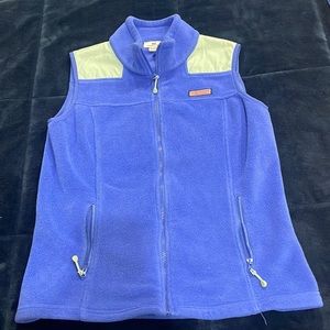 Women’s Medium blue fleece vest with light blue embellishment on shoulder